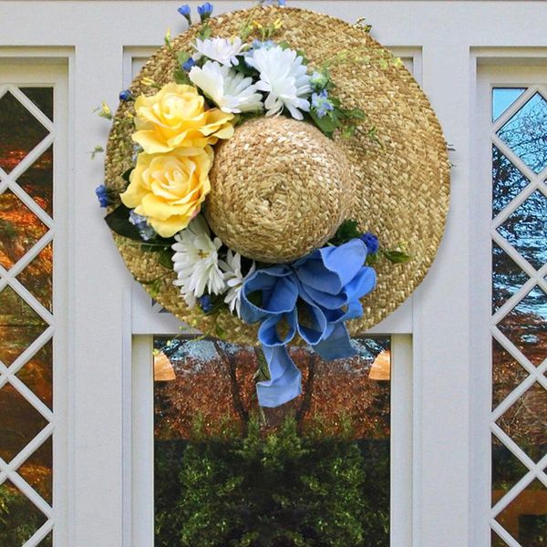 decorative flowers & wreaths straw hat wreath front door artificial flower hanging ornament for home garden farmhouse decoration accessories
decorative flowers & wreaths straw hat wreath front door artificial flower hanging ornament for home garden farmhouse decoration accessories