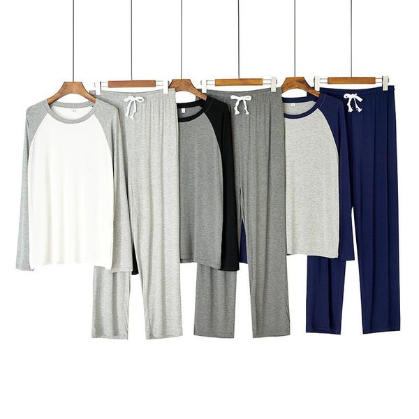 new spring and autumn modal contrast color cotton men's pajamas, simple long-sleeved trousers, cotton silk, large size, homewear, Black;brown
new spring and autumn modal contrast color cotton men's pajamas, simple long-sleeved trousers, cotton silk, large size, homewear, Black;brown