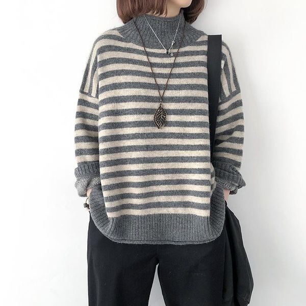 2021 new pullover women's autumn winter half turtleneck long sleeve casual ladies sweaters striped knitted wear jumper female hhix, White;black
2021 new pullover women's autumn winter half turtleneck long sleeve casual ladies sweaters striped knitted wear jumper female hhix, White;black