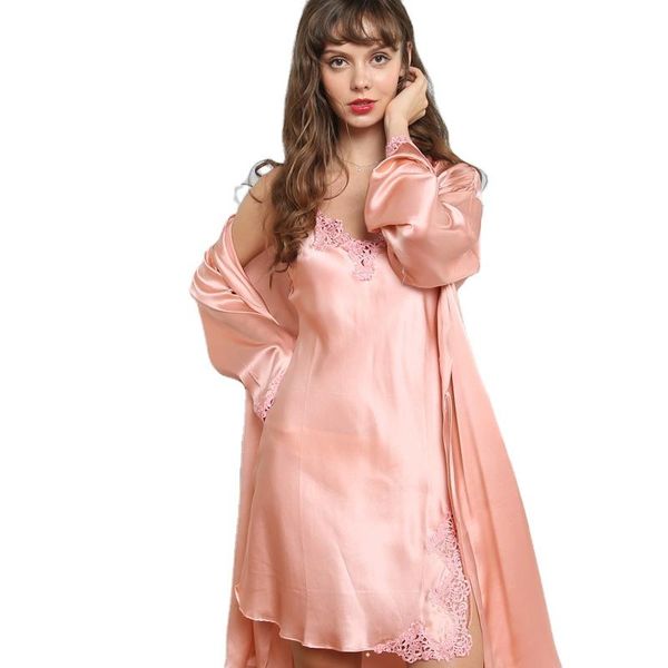 women's sleepwear factory direct sale 100% silkworm silk ladies nightgown suspender two-piece home service, Black;red
women's sleepwear factory direct sale 100% silkworm silk ladies nightgown suspender two-piece home service, Black;red