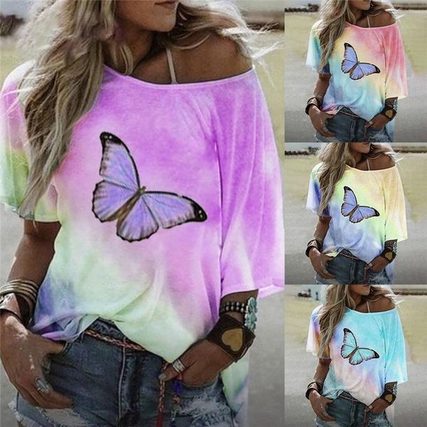 women's t shirt butterfly color change printed summer tees women clothes off shoulder bat sleeve casual female t shirt, White
women's t shirt butterfly color change printed summer tees women clothes off shoulder bat sleeve casual female t shirt, White