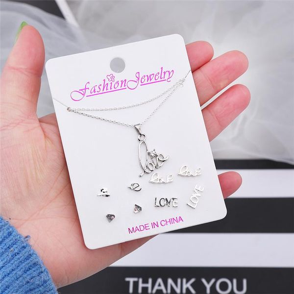 earrings & necklace women jewelry sets necklace/earrings silver-plated 'love' shaped pendant fashion choker letter stud gifts
earrings & necklace women jewelry sets necklace/earrings silver-plated 'love' shaped pendant fashion choker letter stud gifts