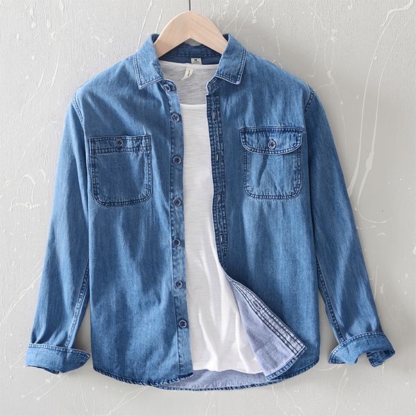 2021 new unique design long-sleeved spring denim cotton brand fashion shirts for men casual solid blue shirt mens chemise fut6, White;black
2021 new unique design long-sleeved spring denim cotton brand fashion shirts for men casual solid blue shirt mens chemise fut6, White;black
