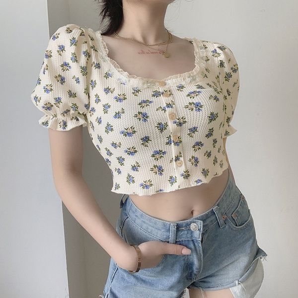 summer style fashion t-shirt 2021 short puff sleeve square collar foral single breasted fashion high street women t-shirt, White
summer style fashion t-shirt 2021 short puff sleeve square collar foral single breasted fashion high street women t-shirt, White