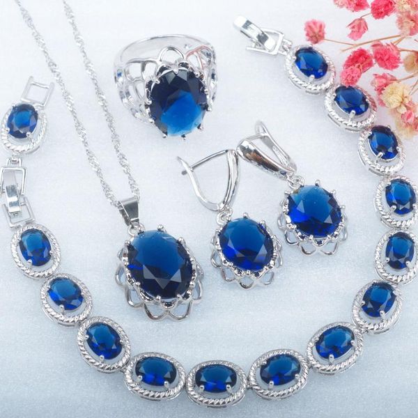 earrings & necklace engagement bracelet for women wedding jewelry sets blue zirconia crystal pendant ring silver color set mn0165
earrings & necklace engagement bracelet for women wedding jewelry sets blue zirconia crystal pendant ring silver color set mn0165