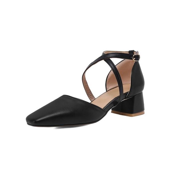 

sandals sandalias mujer 2021 women summer shoes leisure thick heels square toe medium heel bigest size 30-50 fv-115, Black