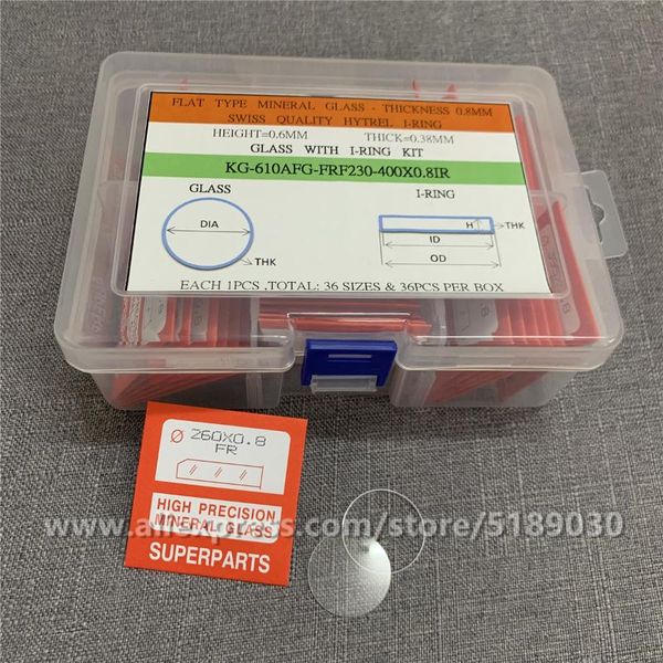 repair tools & kits 36 pcs flat type mineral glass with gasket 23~40mm size 
repair tools & kits 36 pcs flat type mineral glass with gasket 23~40mm size