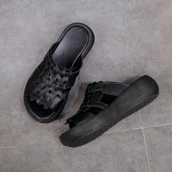 slippers sandals female summer wear fashion retro 2021 casual thick-soled beach shoes fish mouth slope heel, Black
slippers sandals female summer wear fashion retro 2021 casual thick-soled beach shoes fish mouth slope heel, Black