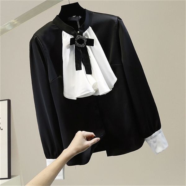 baboon satin women's high-end fashion feminine loose sleeve long collar ladies' black white 0s7y
baboon satin women's high-end fashion feminine loose sleeve long collar ladies' black white 0s7y