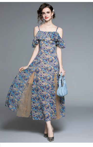 summer dress lotus leaf sleeve spaghetti strap retro oil painting printing flower gauze stitching fishtail long skirt, White;black
summer dress lotus leaf sleeve spaghetti strap retro oil painting printing flower gauze stitching fishtail long skirt, White;black