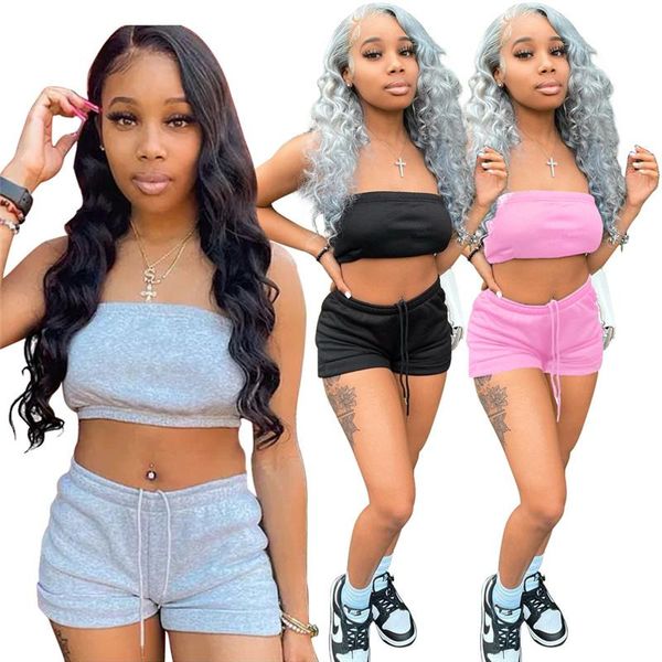 women's tracksuits strapless crop and shorts set two 2 piece sets active tracksuit sporty summer outfits, Gray
women's tracksuits strapless crop and shorts set two 2 piece sets active tracksuit sporty summer outfits, Gray