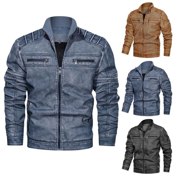 men's jackets denim jacket big size solid causal washed leather with stand collar, Black;brown
men's jackets denim jacket big size solid causal washed leather with stand collar, Black;brown