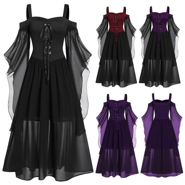 casual dresses halloween costumes womens plus size cold shoulder butterfly sleeve lace up gothic style party dress vestidos, Black;gray
casual dresses halloween costumes womens plus size cold shoulder butterfly sleeve lace up gothic style party dress vestidos, Black;gray