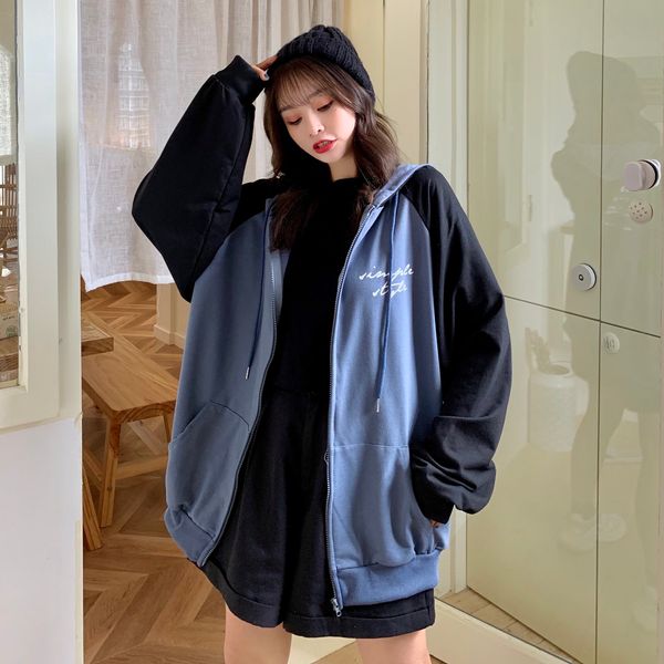 2021 new sweatshirt women's autumn thin loose harajuku style zip cardigan jacket zemn, Black
2021 new sweatshirt women's autumn thin loose harajuku style zip cardigan jacket zemn, Black