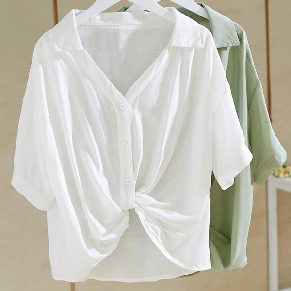 women's blouses & shirts women summer white short sleeve goth blouse 2021 esthetic knot on waist loose cotton femmes
women's blouses & shirts women summer white short sleeve goth blouse 2021 esthetic knot on waist loose cotton femmes