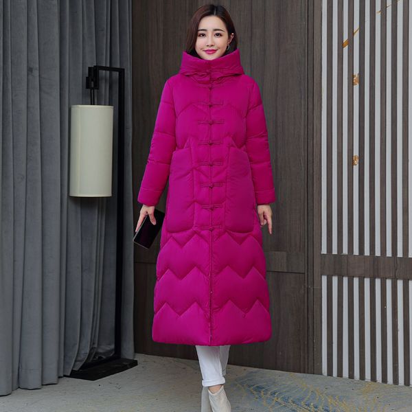 2021 New female dress long on-knee winter jacket retro-wind clothes down cotton woman's jacket. J13R, Black
2021 New female dress long on-knee winter jacket retro-wind clothes down cotton woman's jacket. J13R, Black