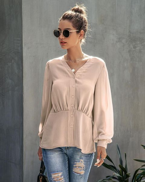 women's blouses & shirts women elegant casual style shirt solid color soft long sleeve v-neck button down fitting spring blouse shoppin, White
women's blouses & shirts women elegant casual style shirt solid color soft long sleeve v-neck button down fitting spring blouse shoppin, White