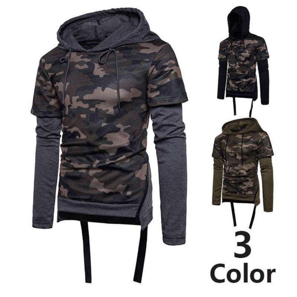 men's new and autumn spring sports large casual pullover camouflage fake two piece hooded sweater for men wy1525, Gray
men's new and autumn spring sports large casual pullover camouflage fake two piece hooded sweater for men wy1525, Gray