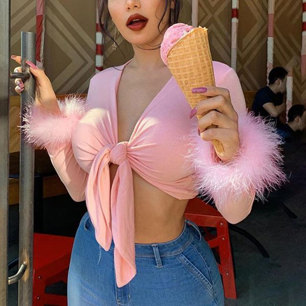 2021 autumn winter women short blouse fashion ladies long sleeve fur v-neck wrapped bandage shirts n14, White
2021 autumn winter women short blouse fashion ladies long sleeve fur v-neck wrapped bandage shirts n14, White