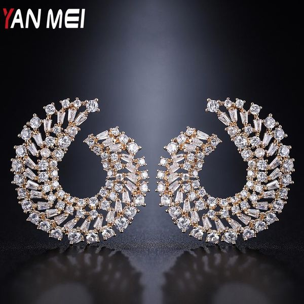 stud yanmei luxury rhinestone earrings for women wheel shape cz wedding accessories boucle d'oreille fashion jewelry yme9046, Golden;silver
stud yanmei luxury rhinestone earrings for women wheel shape cz wedding accessories boucle d'oreille fashion jewelry yme9046, Golden;silver