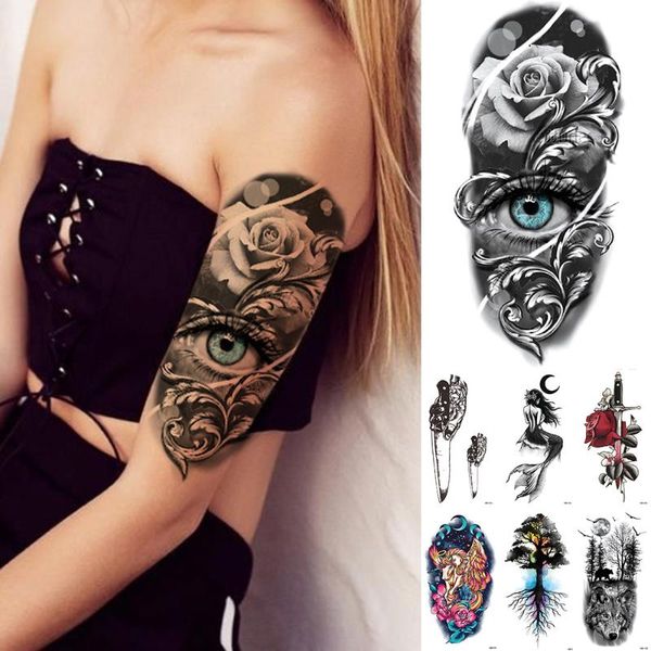 temporary tattoos blue eyes rose tattoo sticker snake cat sword flash waterproof tatto mandala body art arm fake tatoo women men
temporary tattoos blue eyes rose tattoo sticker snake cat sword flash waterproof tatto mandala body art arm fake tatoo women men