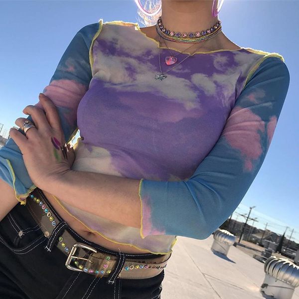 blue sky cloud print mesh t shirt women crop transparent casual summer t-shirt 2021 patchwork tee shirt female camiseta, White
blue sky cloud print mesh t shirt women crop transparent casual summer t-shirt 2021 patchwork tee shirt female camiseta, White