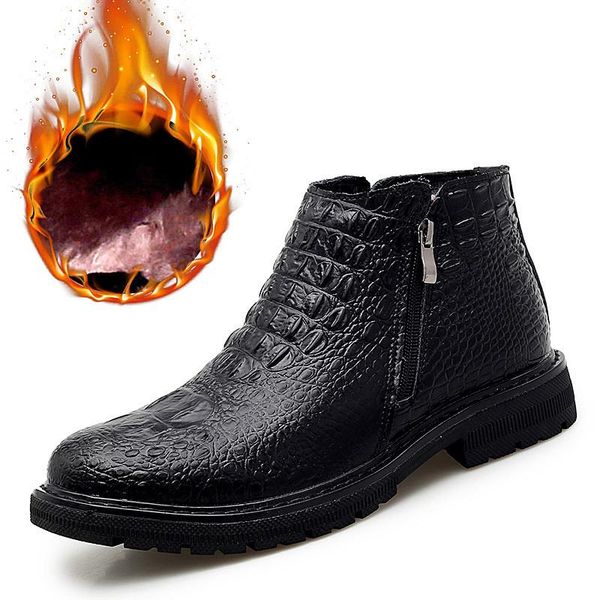 boots 2021 crocodile pattern men ankle winter zipper genuine leather men's shoes soft casual keep warm snow man flats, Black
boots 2021 crocodile pattern men ankle winter zipper genuine leather men's shoes soft casual keep warm snow man flats, Black