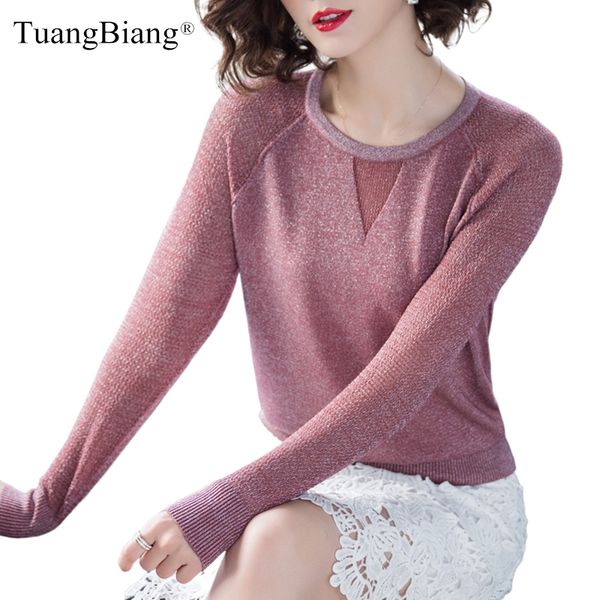 long sleeve lace shiny lurex cotton autumn t shirt women hollow out o-neck loose t shirts black pink knitted thin 210306, White
long sleeve lace shiny lurex cotton autumn t shirt women hollow out o-neck loose t shirts black pink knitted thin 210306, White