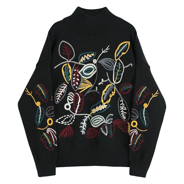2021 autumn new fashion embroidered full loose turtleneck straight sweater women y3rg, White;black
2021 autumn new fashion embroidered full loose turtleneck straight sweater women y3rg, White;black