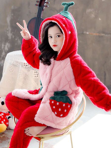 girls' pajamas winter clothing plush flannel warm suit little girl's three-layer cotton household clothes baby girl, Blue;red
girls' pajamas winter clothing plush flannel warm suit little girl's three-layer cotton household clothes baby girl, Blue;red