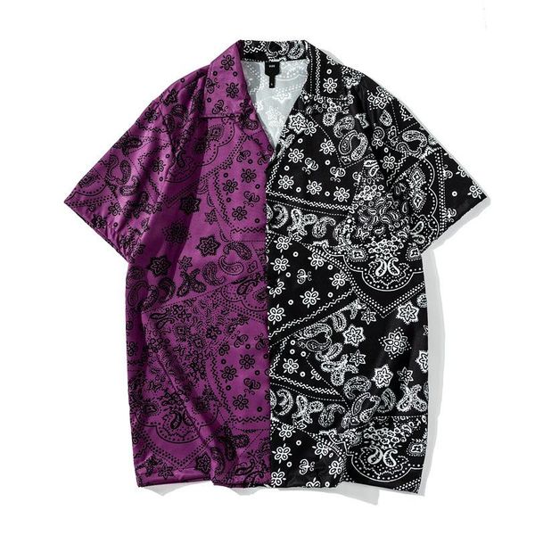 men's casual shirts 2021 arrival men hawaiian camicias one button wild printed short-sleeve blouses, White;black
men's casual shirts 2021 arrival men hawaiian camicias one button wild printed short-sleeve blouses, White;black