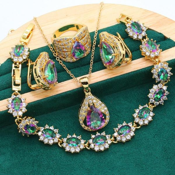 earrings & necklace mysterious rainbow zircon gold color wedding jewelry set for women bride bracelet pendant ring birthday gift, Silver
earrings & necklace mysterious rainbow zircon gold color wedding jewelry set for women bride bracelet pendant ring birthday gift, Silver