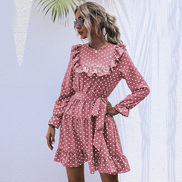 2021 vintage dot print casual o neck high waist slim ruffles autumn winter for women new fashion ehmy, Black;gray
2021 vintage dot print casual o neck high waist slim ruffles autumn winter for women new fashion ehmy, Black;gray