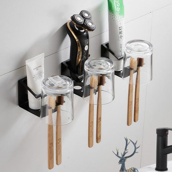 pc stainless steel toothbrush holder wall mount toothpaste storage rack bath accessory set