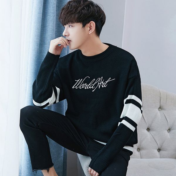 sweaters knit casual men's sweater winter trend thickened loose warm bottomed fashion brand, White;black
sweaters knit casual men's sweater winter trend thickened loose warm bottomed fashion brand, White;black