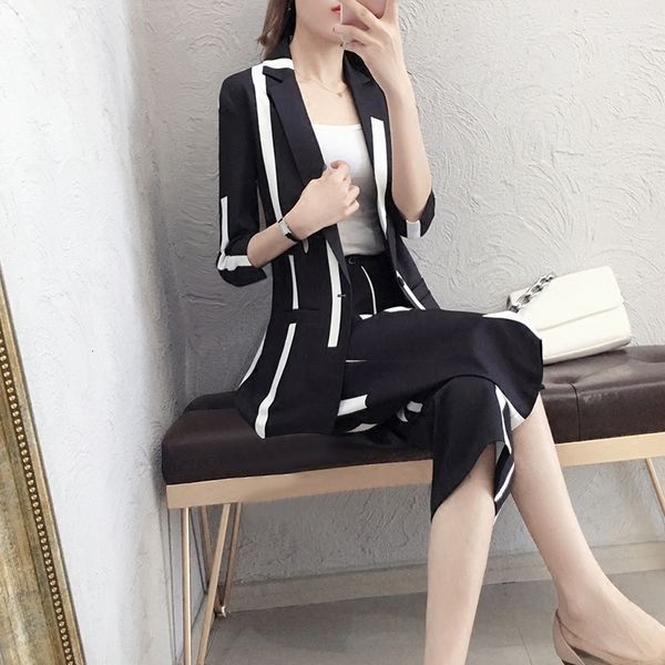 high summer quality of women new seven-point striped thin suit fashion temperament seven stitches/pants two sets 6xnb, Gray
high summer quality of women new seven-point striped thin suit fashion temperament seven stitches/pants two sets 6xnb, Gray