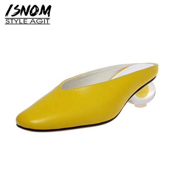 slippers isnom strange heels for women genuine leather mules shoes woman square toe summer slides med heel ladies mule, Black
slippers isnom strange heels for women genuine leather mules shoes woman square toe summer slides med heel ladies mule, Black