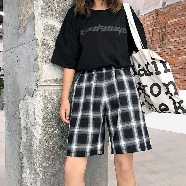 women's pants & capris plaid high waisted straight casual women shorts summer clothing wide leg streetwear couple clothes short knee le, Black;white
women's pants & capris plaid high waisted straight casual women shorts summer clothing wide leg streetwear couple clothes short knee le, Black;white