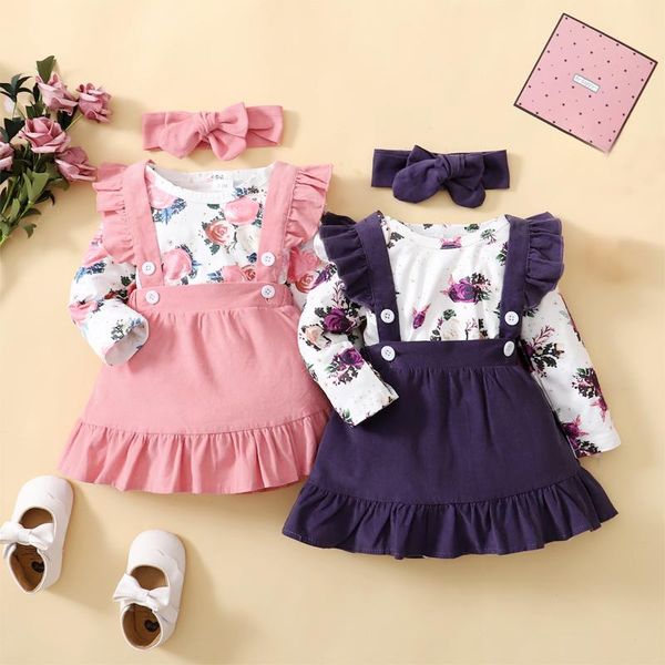 girl's dresses 3pcs baby girls autumn clothes sets outfit sweet floral printing long sleeve romper + suspender skirt headband, Red;yellow
girl's dresses 3pcs baby girls autumn clothes sets outfit sweet floral printing long sleeve romper + suspender skirt headband, Red;yellow