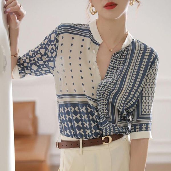 women's blouses & shirts elegant half sleeve shirt female 2021 summer fashion ol commute stand collar printed women plus size s1131, White
women's blouses & shirts elegant half sleeve shirt female 2021 summer fashion ol commute stand collar printed women plus size s1131, White