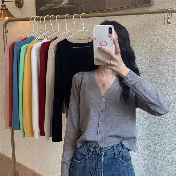 woman neck cardigan short womens sweater autumn femme chandails pull hiver, White;black
woman neck cardigan short womens sweater autumn femme chandails pull hiver, White;black