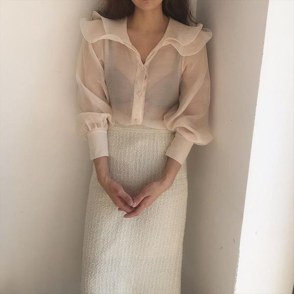 autumn chic perspective korean womens shirt ruffles collar long sleeve elegant vintage blusas mujer, White
autumn chic perspective korean womens shirt ruffles collar long sleeve elegant vintage blusas mujer, White