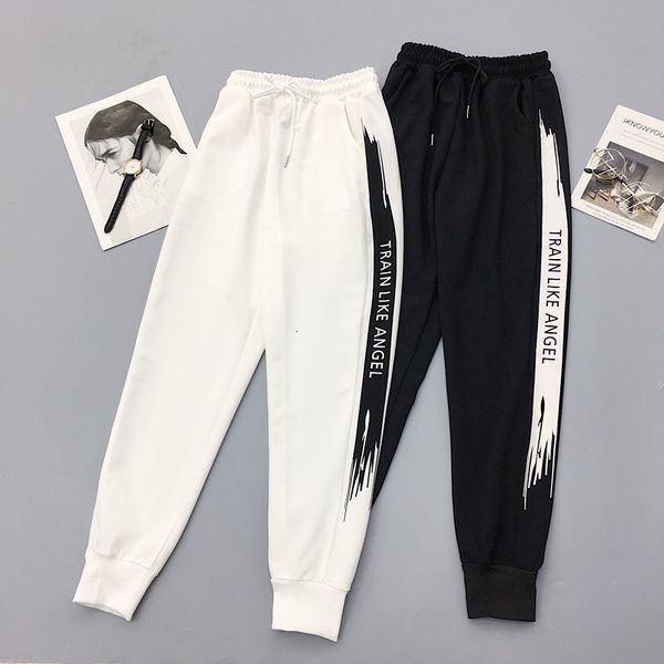 female harajuku bf letter printed casual loose waist high spring pants cotton sweatpants w119, Black;white
female harajuku bf letter printed casual loose waist high spring pants cotton sweatpants w119, Black;white