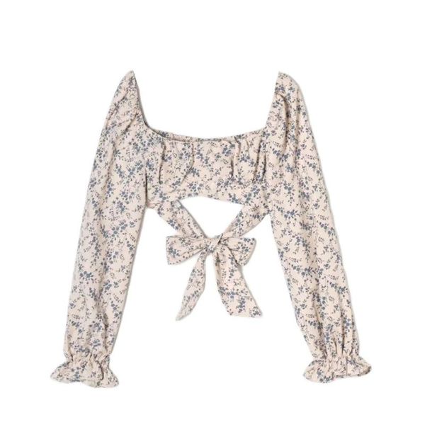 women's blouses & shirts women spring cropped blouse vintage floral print t-shirt square collar short smock bow tied chic long puff sl, White
women's blouses & shirts women spring cropped blouse vintage floral print t-shirt square collar short smock bow tied chic long puff sl, White