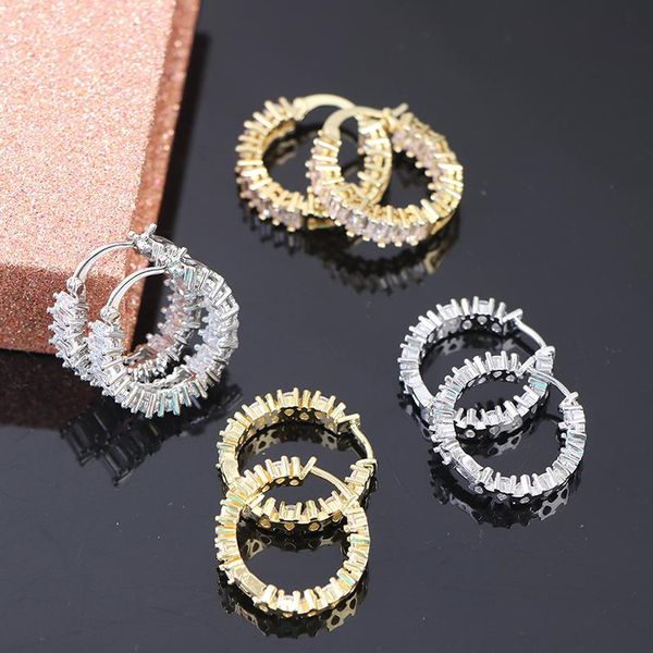 hoop & huggie 1pair luxury round earrings women geometric cubic zirconia versatile earring brilliant female wedding engagement jewelry, Golden;silver
hoop & huggie 1pair luxury round earrings women geometric cubic zirconia versatile earring brilliant female wedding engagement jewelry, Golden;silver