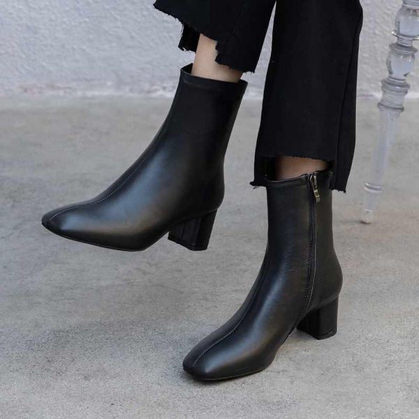 boots 2021 winter high heel shoes women's ankle genuine leather keep warm office lady botas mujer, Black
boots 2021 winter high heel shoes women's ankle genuine leather keep warm office lady botas mujer, Black