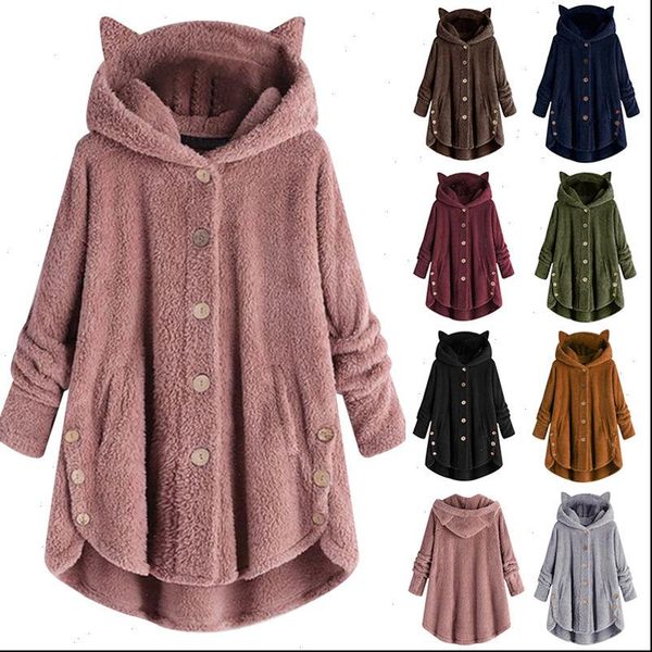 women winter coat hooded button loose hoodies plus size kitty ear warm sweatshirt xrq88 drop shipping, Black
women winter coat hooded button loose hoodies plus size kitty ear warm sweatshirt xrq88 drop shipping, Black
