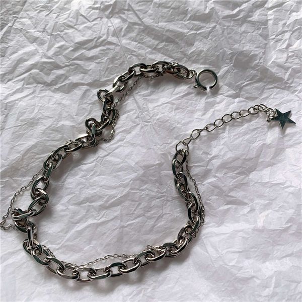 hbp fashion korean east gate's popular double decker choker cold wind clavicle chain and simple temperament women's necklace, Silver
hbp fashion korean east gate's popular double decker choker cold wind clavicle chain and simple temperament women's necklace, Silver