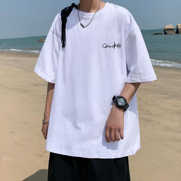 men's t-shirts short-sleeved t-shirt summer loose thin cotton half-sleeved clothes, White;black
men's t-shirts short-sleeved t-shirt summer loose thin cotton half-sleeved clothes, White;black