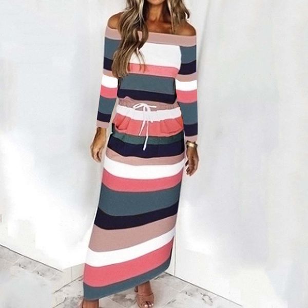 casual dresses women striped dress summer printed off shoulder long sleeve lady party vacation beach trend drop vestidos, Black;gray
casual dresses women striped dress summer printed off shoulder long sleeve lady party vacation beach trend drop vestidos, Black;gray